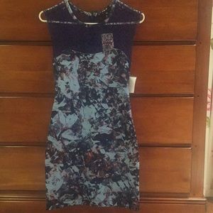 Sleeveless. Blue dress